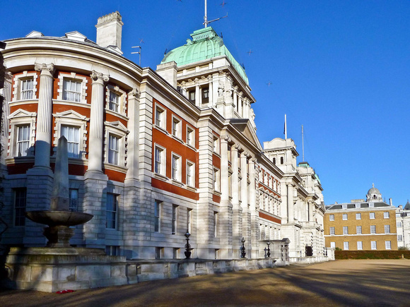 The north buildings of Horse Guards parade were the only ones NOT covered in scaffolding and plastic.