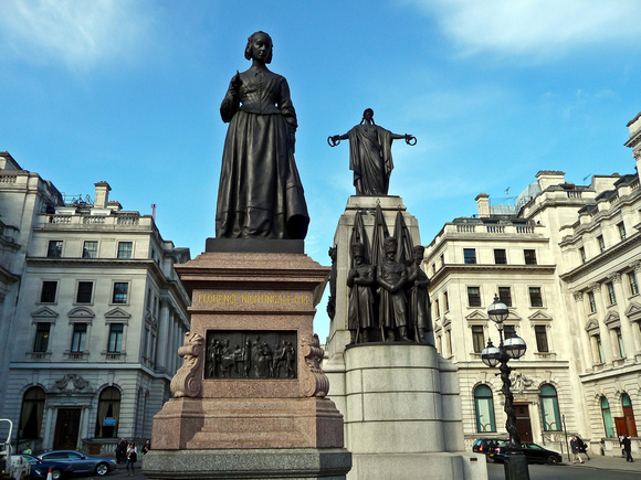 A statue of Florence Nightingale in Waterloo Place off The Mall.