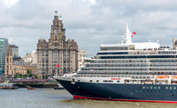 25 May 2015. 3 Cunard Queens arrive into the River Mersey.