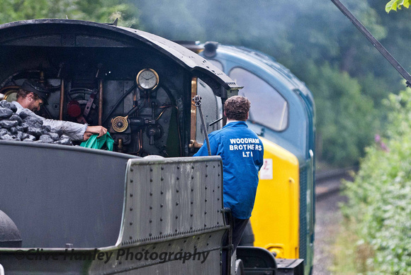 ... with a member of Woodhams staff on the footplate.