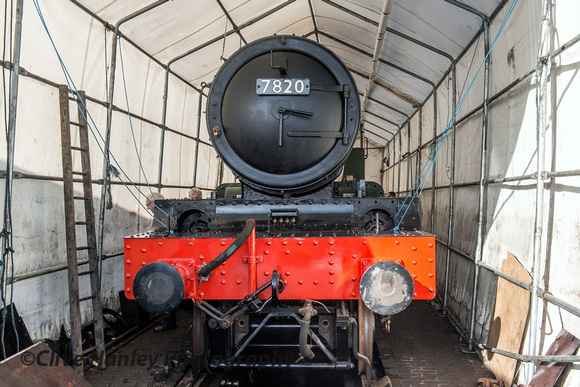 The frames and smokebox of GWR Manor Class loco no 7820 Dinmore Manor. The boiler was elsewhere.