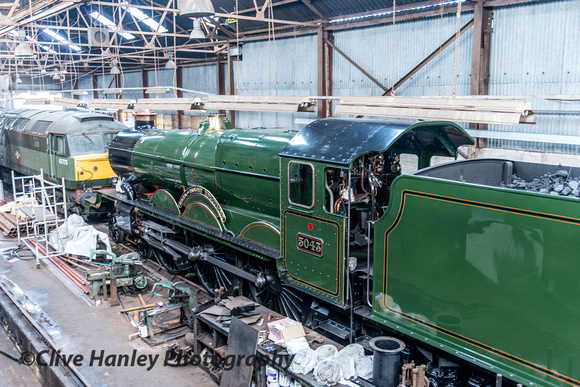GWR Castle Class 4-6-0 no 5043 Earl of Mount Edgcumbe had received some new tubes during the week and was in the works.