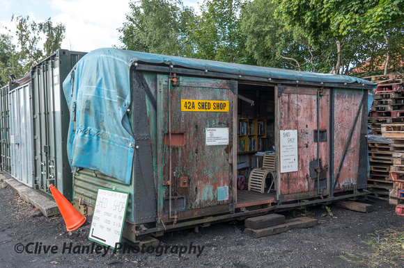 The book etc. shop has now been re-located to a new site between Loughborough station and the shed.