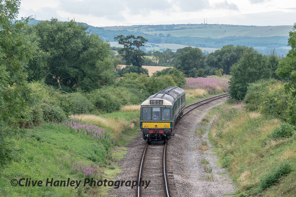 I drove to hailes Abbey bridge for the pass of the DMU from Winchcombe.