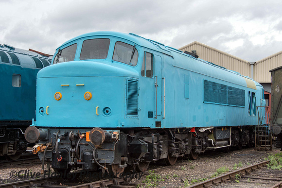 "Peak" Class 45 diesel 45149 is at the end of a massive rebuild. It stands at Toddington in the light blue undercoat.