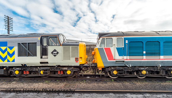Contrasting front ends. Class 37 and Class 50