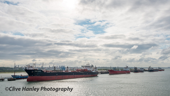 The full line up at Fawley Terminal.