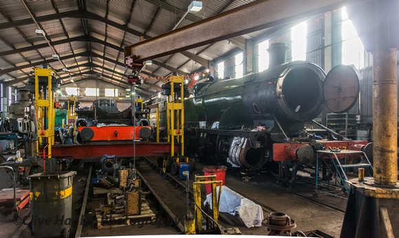 Inside the works (with permission) we see GWR 2-8-0 no 2857 on the right and Stanier mogul no 42968