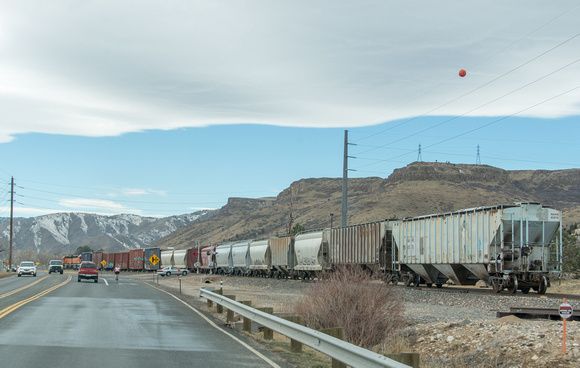 En route to Golden we catch up with a freight train destined for the Coors Brewery.