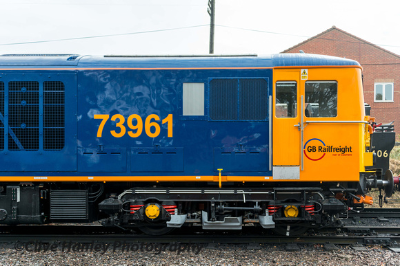 73961 - the first of a new class of locos rebuilt from Class 73's using body shells and bogies.