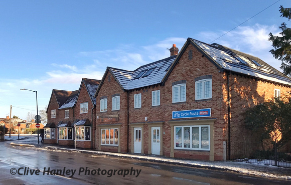 The new shops on the site of Wellesbourne's garage.