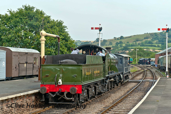 At Winchcombe station 2807 shunts its charge back towards the shed area.