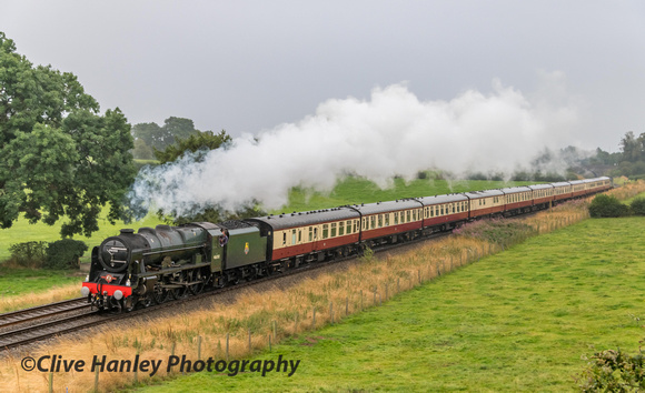 Stanier 7P 4-6-0 no 46100 Royal Scot with the returning Welsh Marches Express from Cardiff