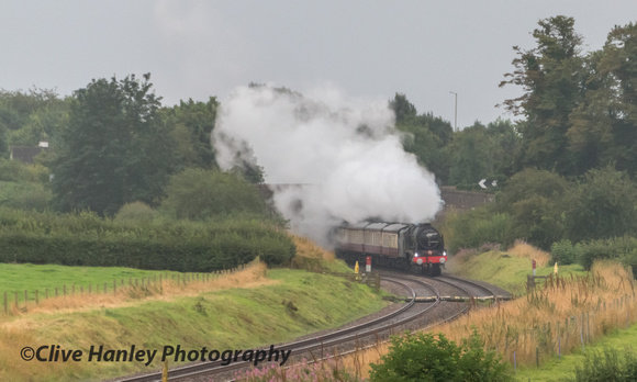 Royal Scot rounds the curve from Prees towards the Whitchurch by-pass bridge.