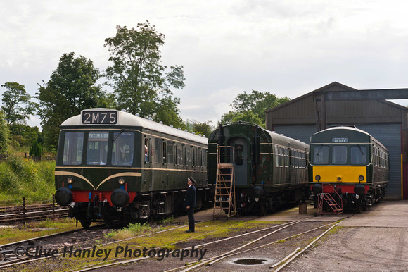 ****For a superb video of this event follow the link (below)***    The two-car DMU was warming up in the sidings at Butterley.