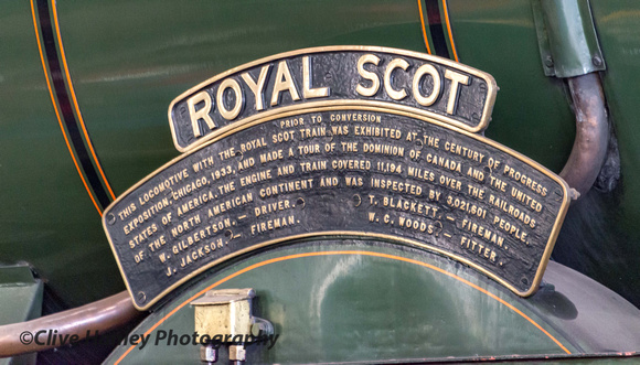 The nameplate from no 46100 "Royal Scot"