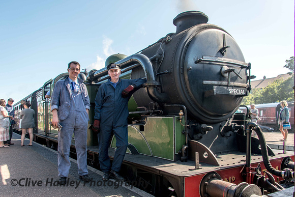 Driver Olly Oakman stands with GCR representative Albert Fennell.