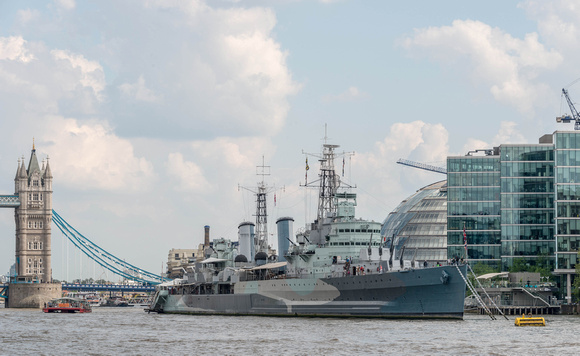 HMS Belfast - part of the Imperial War Museum and Tower Bridge.