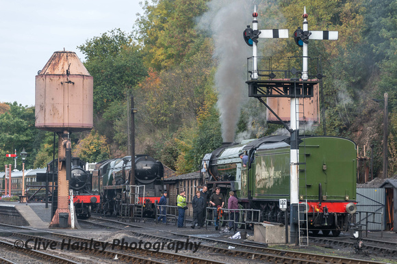 60163 Tornado is ready and is about to move off shed at Bewdley
