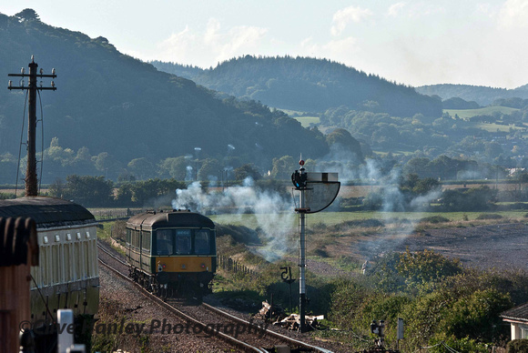 The DMU departs Blue Anchor on the final leg of its journey to Minehead