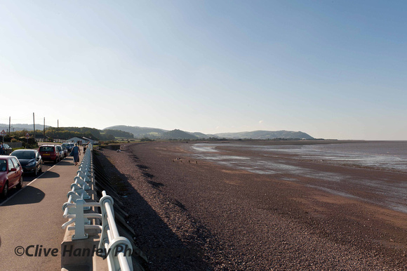Blue Anchor's stony beach looking towards Minehead. Tide was well out.