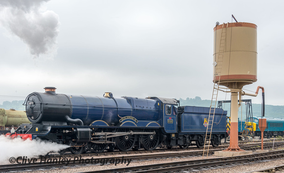 King Class 4-6-0 no 6023 King Edward II reverses off shed