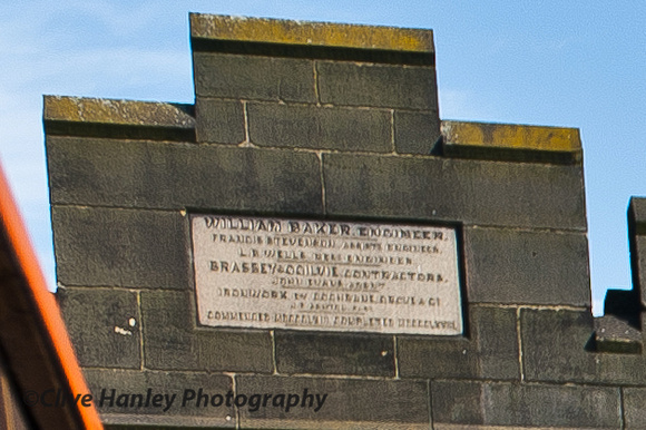 The tablet attributes the bridge to William baker and opened to traffic on 10th Oct 1868