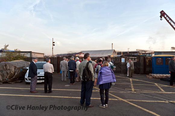 On arrival at Tyseley Locomotive Works. The gates were shut until everything was ready.