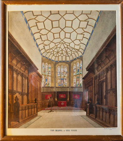 A detailed painting showing the whole chapel.