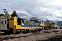 26 May 2012. Frozen half to death on the front of a diesel. Nevada Northern Railway.