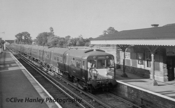 A Class 502 5car EMU arrives at Maghull from Ormskirk in 1964.