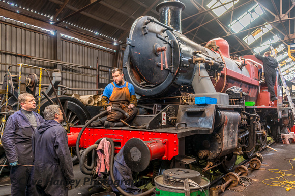 The team working on 78018 consider what to do after finding the lower part of the smokebox door fell off due to corrosion.