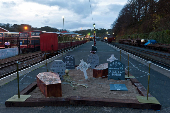 A spooky graveyard had appeared on Douglas station.