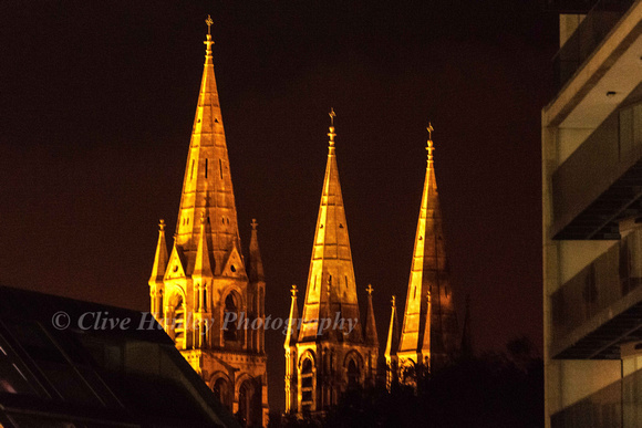 The 3 spires of St Finbars cathedral.
