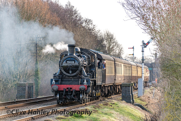 I was also able to drive to Quorn and get down the track to capture another pass of 78018 on the dining train.