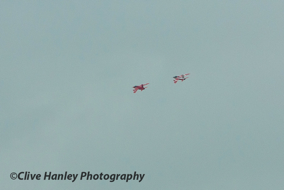 A pair of Folland "Gnats" made a flypast. These aircraft were used by the Red Arrows until taken over by "Hawk" aircraft in 1979