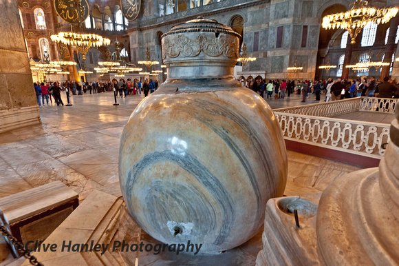 Two huge marble lustration urns were brought from Pergamon during the reign of Sultan Murad III. Ste