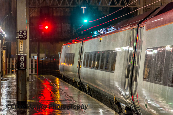 Arrival at a VERY wet Preston station