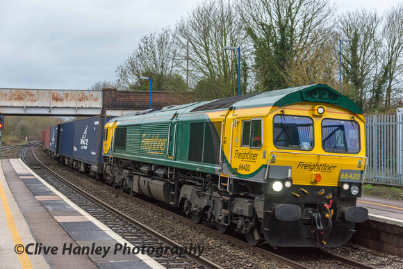 Next to appear was a container train from Hams Hall to Southampton hauled by 66420