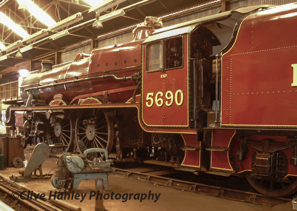 (4)5690 Leander sits as a 4-4-0 without its rear driving wheels.