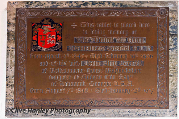 The memorial plaque to Vice Admiral Sir Harry Tremenheere Grenfell
