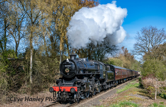 Ivatt 2-6-0 no 43106 passes with the 9.55 from Bridgnorth