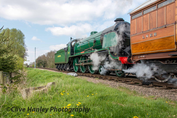 Sir Lamiel departs Quorn while I get a low down shot of the dandelions.