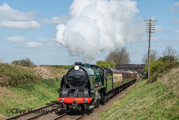 King Arthur class 4-6-0 no 30777 Sir Lamiel hauls its first train of the day towards Quorn.