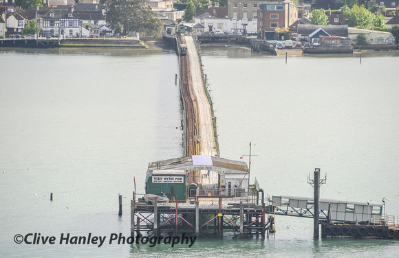 Straight down Hythe Pier. Straight is perhaps not the correct word for it.