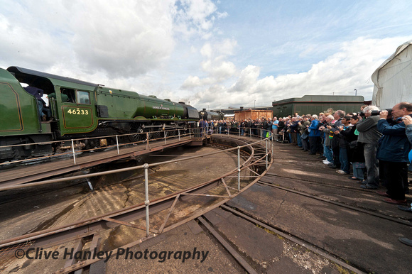The well behaved crowd were standing well back due to the overhang from the buffers on the locomotive.