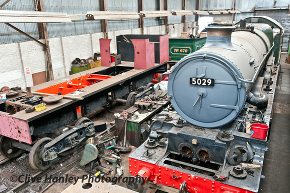 Castle Class loco no 5029 Nunney Castle undergoes overhaul.