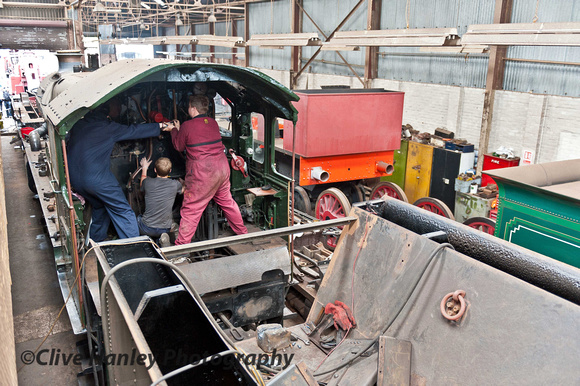 Hammering and banging was going on with work on the footplate of Nunney Castle.