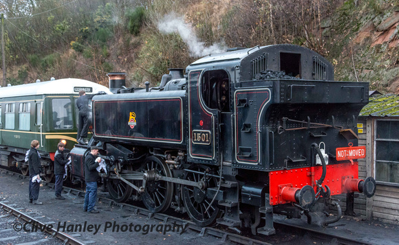 Hawksworth Pannier tank no 1501 was to be on standby duty all day at Kidderminster.