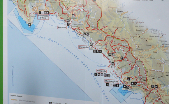 The 5 town are shown on this map. We had arrived at Manarola